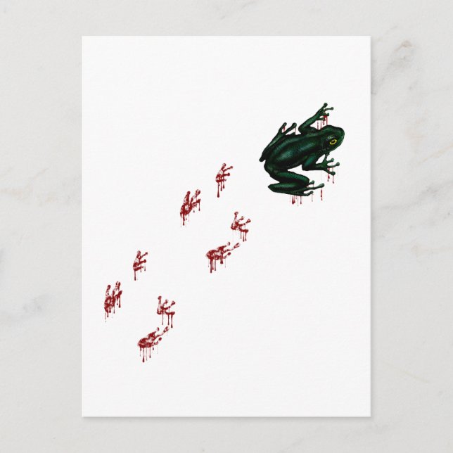 Green Frog Blood Footprints Goth Amphibian Postcard (Front)