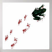 Green Frog Blood Footprints Goth Amphibian