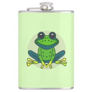 Green Frog Cartoon Hip Flask