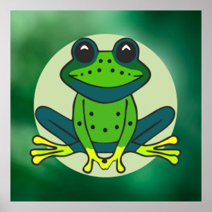 Green Frog Cartoon  Poster