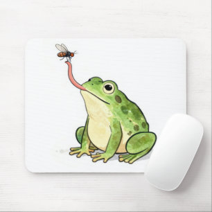 Green Frog Catching a Fly Mouse Pad