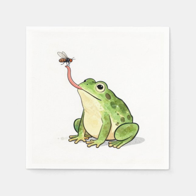 Green Frog Catching a Fly Napkin (Front)