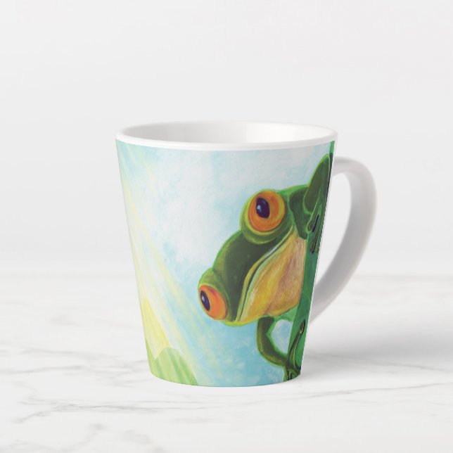 Green Frog catching some rays   Latte Mug (Right Angle)