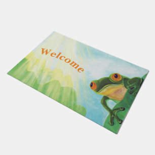 Green Frog catching sunrays  Doormat