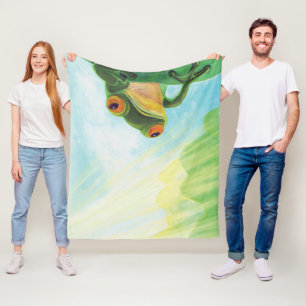 Green Frog catching sunrays Fleece Blanket