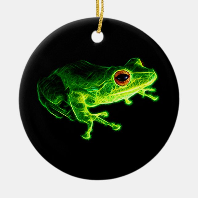 Green Frog Ceramic Ornament (Front)