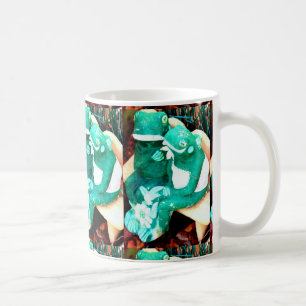 green frog couples coffee mug