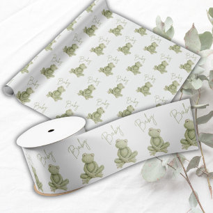 Green Frog Cute Whimsical Baby Shower Satin Ribbon