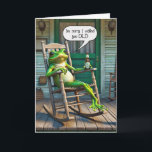 Green Frog Getting Old Birthday Humour Card<br><div class="desc">A relaxed frog lounges on a wooden rocking chair while holding a beer bottle on a rustic porch for a getting older birthday.</div>