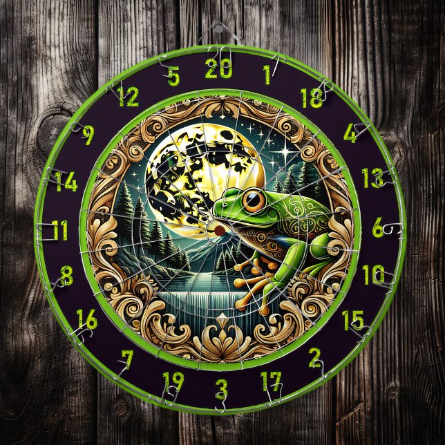Green Frog Glows With Golden Elegance Dartboard (Creator Uploaded)