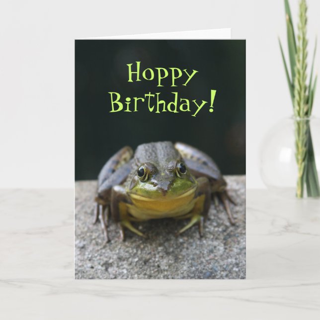 Green Frog Happy Birthday Card (Front)