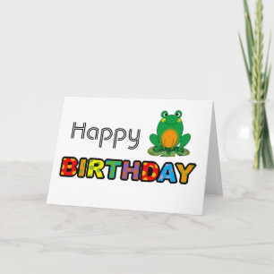 Green frog happy birthday card