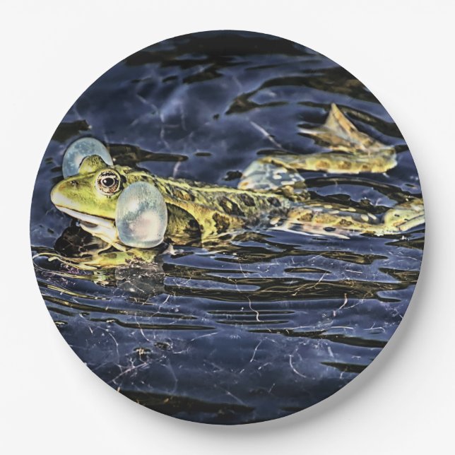 Green Frog in the Pond Paper Plate (Front)