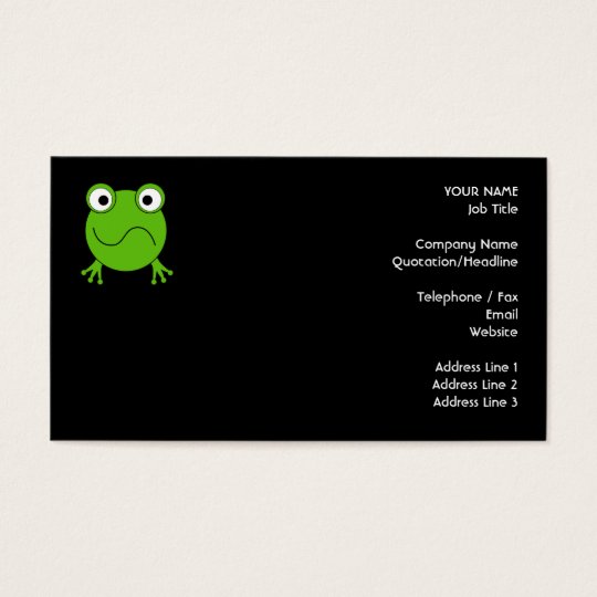 Green Frog. Looking confused. Business Card