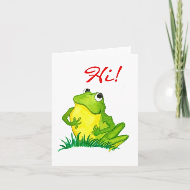 Green Frog Notecard to say 'Hi!' (Front)
