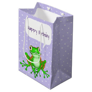 Green Frog on Polka Dots Medium Gift Bag