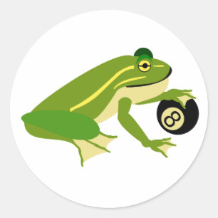 Green Frog Palming an Eight Ball Classic Round Sticker