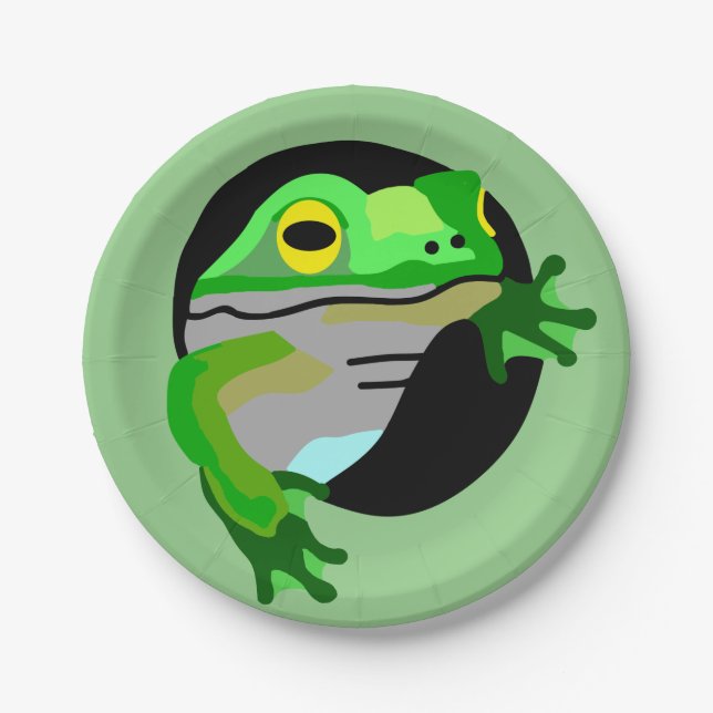 Green Frog  Paper Plate (Front)