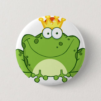 Green Frog Prince Cartoon Character 2 Inch Round Button