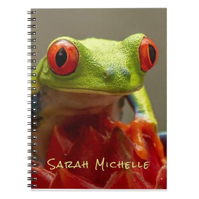 Green Frog Red Eyes Photo Personalized Notebook (Front)