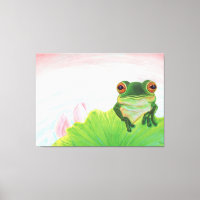 Green Frog Relaxing in the pond 