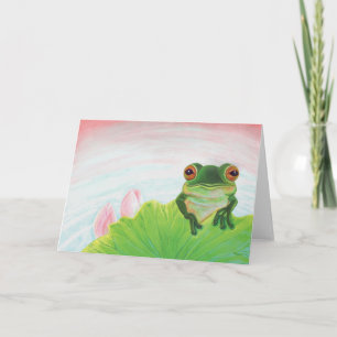 Green Frog Relaxing in the pond  Card