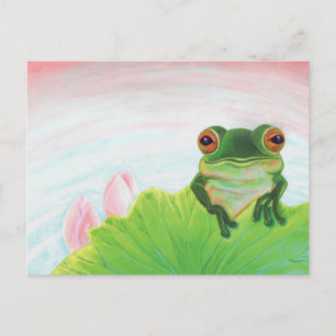 Green Frog Relaxing in the pond Holiday Postcard