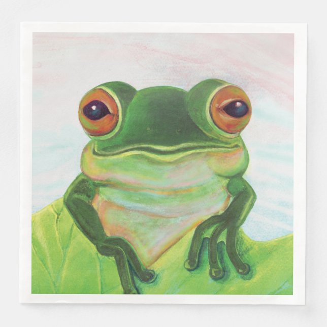 Green Frog Relaxing in the pond  Napkin (Front)