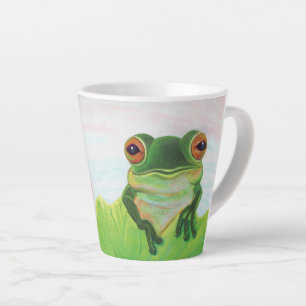 Green Frog Relaxing in the pond small   Latte Mug