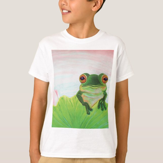 Green Frog Relaxing in the pond  T-Shirt (Front)