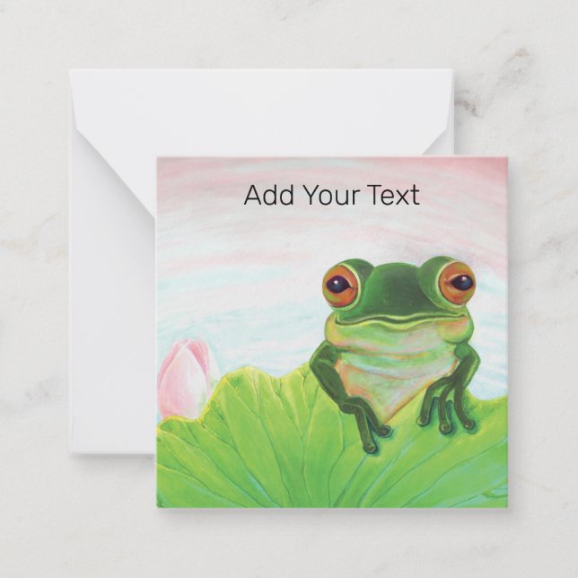 Green Frog Relaxing Personalized Card (Front)