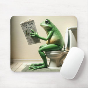Green Frog Sitting On a Toilet Mouse Pad