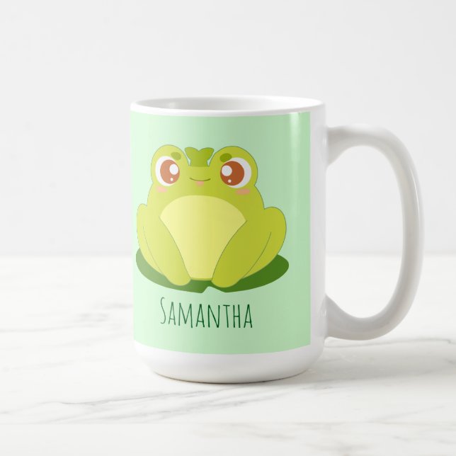 Green Frog Sitting On Leaf Coffee Mug (Right)