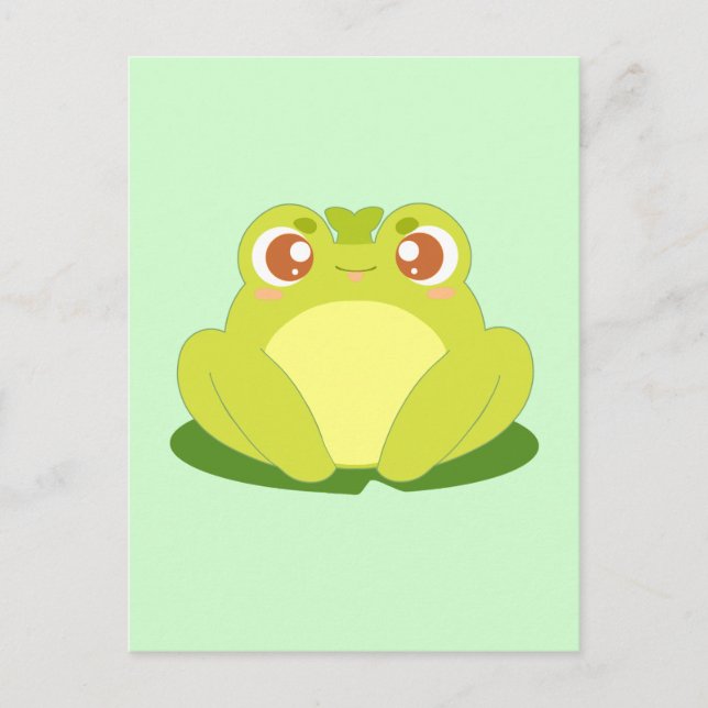Green Frog Sitting On Leaf Postcard (Front)