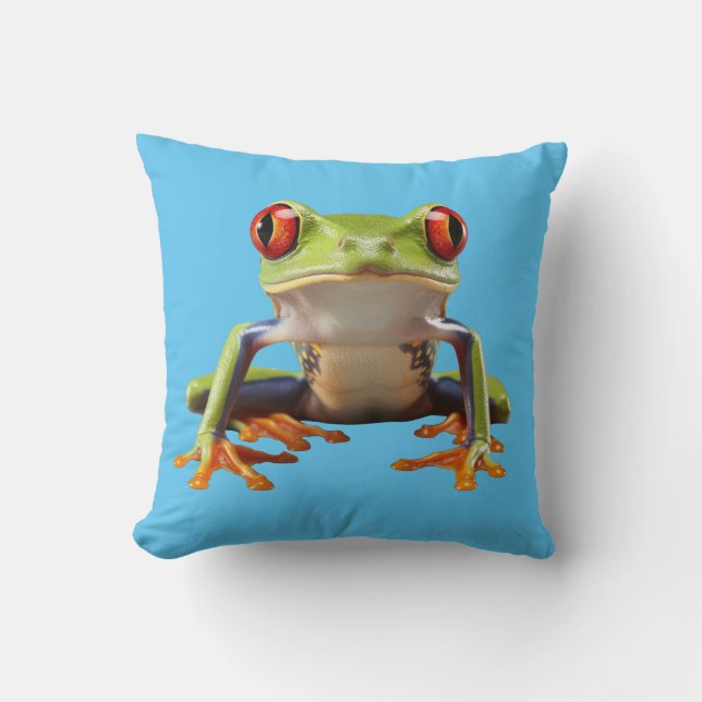 Green Frog Throw Pillow (Front)