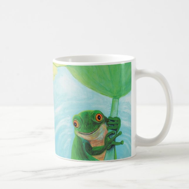 Green Frog under Lily Pad Coffee Mug (Right)