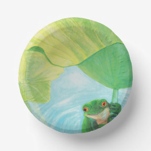 Green Frog under Lily Pad   Paper Plate