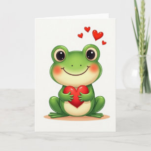 Green Frog Valentines Day Card