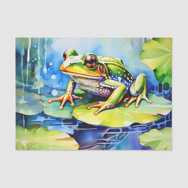 Green Frog Watercolor Tissue Paper (Front)