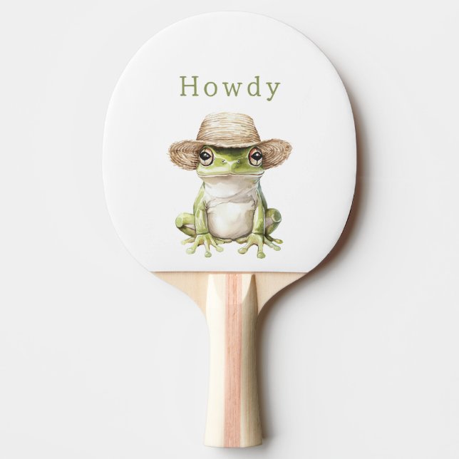 Green Frog with Hat Ping Pong Paddle (Front)