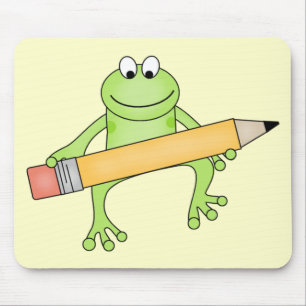 Green Frog with Pencil Tshirts and Gifts Mouse Pad