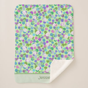 Green Frogs Custom Name Unisex Baby Sherpa Blanket