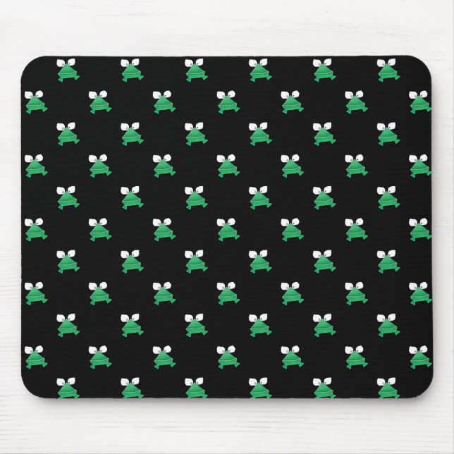 Green Frogs on Black Mouse Pad (Front)