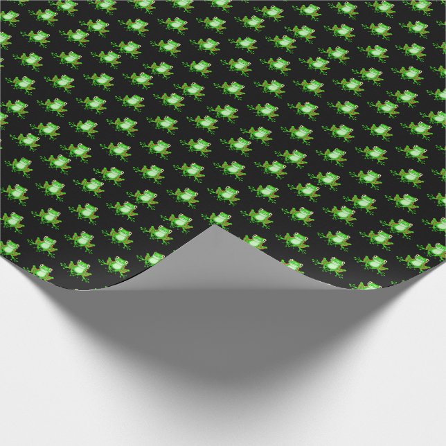 green frogs on black wrapping paper (Corner)