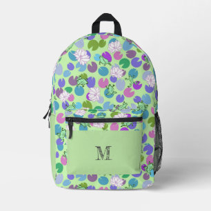 Green Frogs Pattern Personalized Monogram Printed Backpack