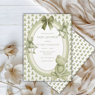 Green Frogs Whimsical Baby Shower Invitation