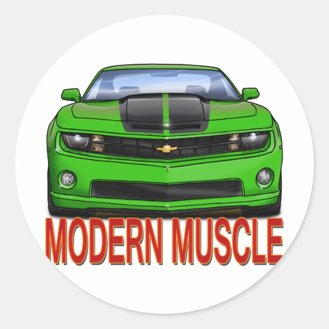 GREEN_FRONT_CAMARO.png Classic Round Sticker (Front)