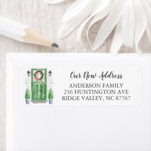 Green Front Door New Address Label (Insitu)