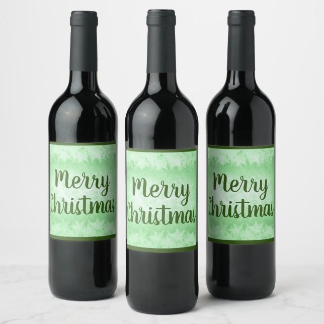 Green  frost Merry Christmas Wine Label (Bottles)