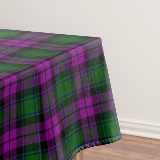 Green Fuchsia Tartan Large Plaid Scottish Clan Tablecloth (In Situ)